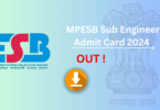 MPESB Sub Engineer Admit Card 2024