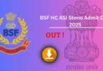 BSF HC ASI Steno Admit Card 2025 जारी – डाउनलोड करने की प्रक्रिया, परीक्षा तिथि और महत्वपूर्ण निर्देश देखें !